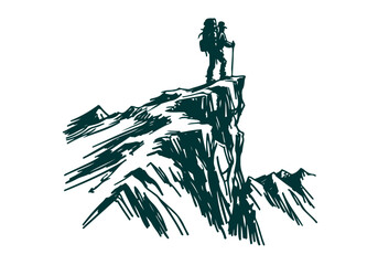 Mountain Hiker sketch vector illustration © Shutoda