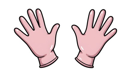 Fototapeta premium Cartoon Hands Wearing Pink Protective Gloves