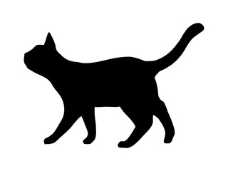 cat silhouette 9　歩くネコ　横向き　シルエット