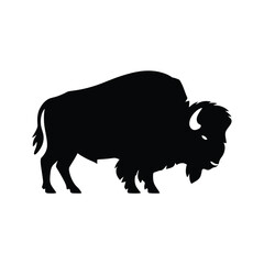 Majestic American Bison Silhouette, A black silhouette of a bison vector Art & Illustration