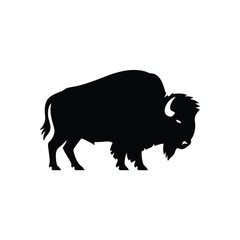 Majestic American Bison Silhouette, A black silhouette of a bison vector Art & Illustration
