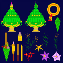 Flower set, incense sticks, candles, flower tray for offering to teachers at the Teachers' Day thailand.