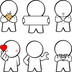 cute chibi children cartoon poses pack collection illustration in vector format