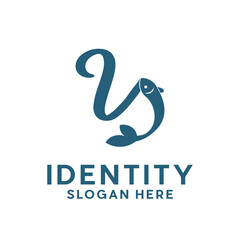 Fototapeta premium letter Y Fish logo design, creative unique logo for your company