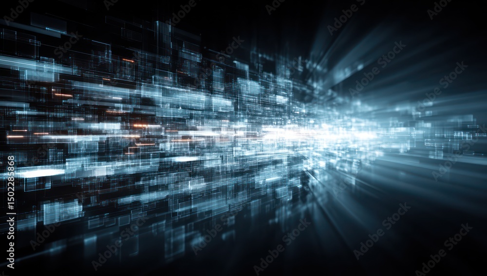 Poster tech-inspired digital background displaying innovative technologies and modern communication methods