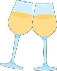 Two Wine Glasses Set Drinks Vector