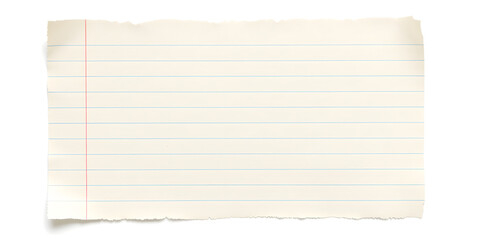 Isolated against a white backdrop a torn sheet of lined note paper offers copy space image for text