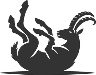 Silhouette of a ibex goat vector animal drawing