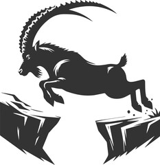 Silhouette of a ibex goat vector animal drawing
