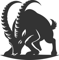Silhouette of a ibex goat vector animal drawing