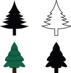 Fototapeta premium Four stylized Christmas tree illustrations