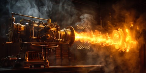 Antique Steam Engine with Flame Ejection