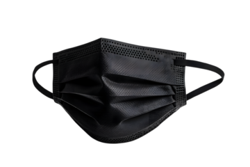 Disposable Safety black mask Industrial , dust protection, disinfection,health disease, cough breath protective mask isolated on white background. Ai Generated Images