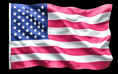US Flag, Pink, Waving