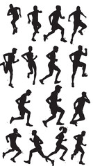 Free Running Silhouette Vector , black silhouettes isolated on white background