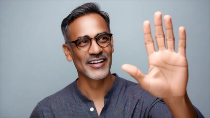 A happy Indian man in eyeglasses - Powered by Adobe