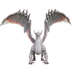 3D rendered fantasy white dragon isolated on transparent background