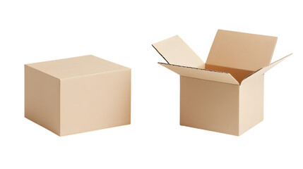 Open and closed cardboard boxes. Ai Generated Images