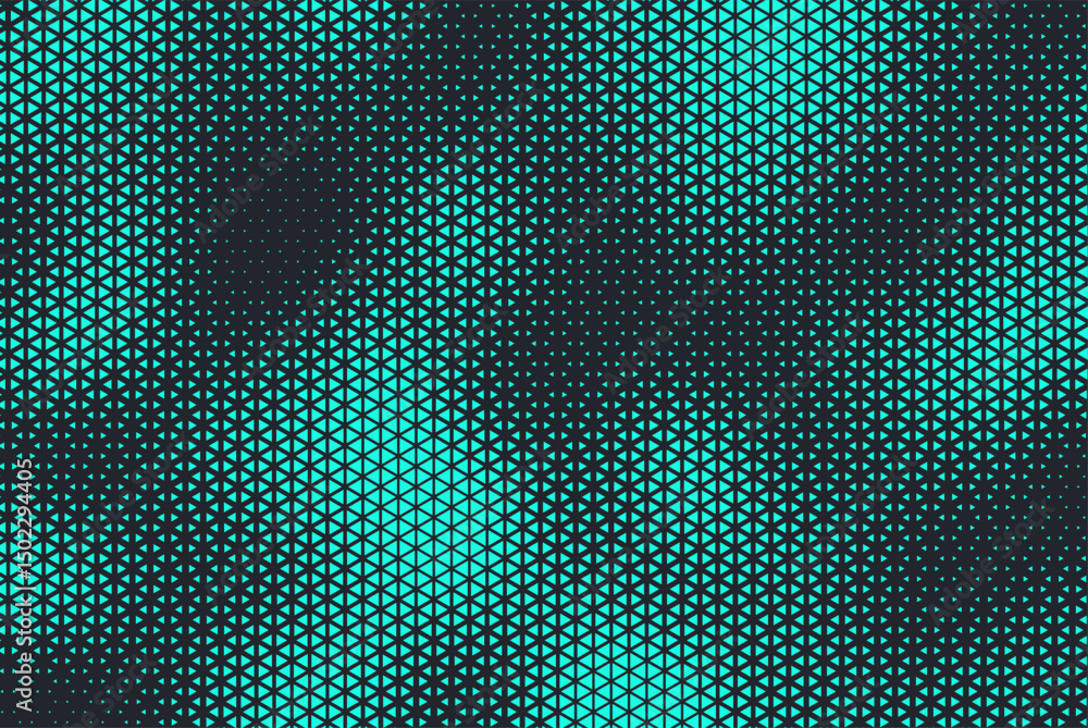 Leinwandbilder Abstract background with blue triangle dots. Triangle halftone geometric background. Halftone triangular retro 80s pattern. Minimal style retro dynamic wallpaper.	