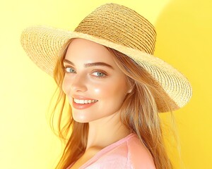 Woman in Straw Hat, Yellow Studio