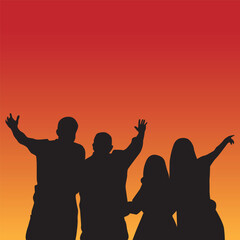 Fototapeta premium Friends Silhouetted Against a Sunset Sky
