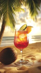 Tropical sunset beach cocktail