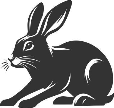 Cute animal hare rabbit vector drawing silhouette