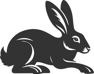 Cute animal hare rabbit vector drawing silhouette