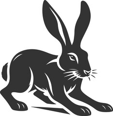 Cute animal hare rabbit vector drawing silhouette