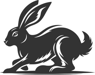 Cute animal hare rabbit vector drawing silhouette