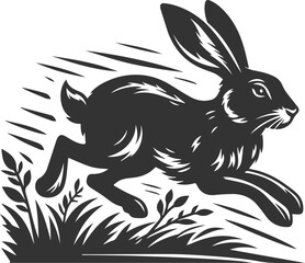 Cute animal hare rabbit vector drawing silhouette