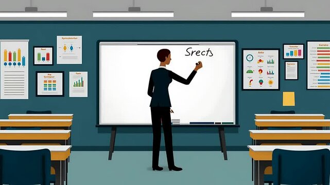 Businesswoman Leading a Presentation in a Modern Classroom