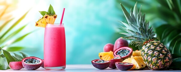 Tropical fruit smoothie, summer drink