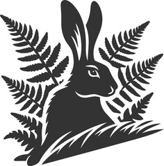 Cute animal hare rabbit vector drawing silhouette