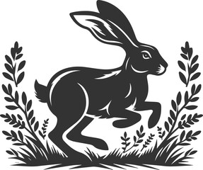 Cute animal hare rabbit vector drawing silhouette