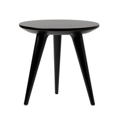 Round black wooden coffee table on three legs with a beautiful wood texture. Isolated on a white background. Ai Generated Images