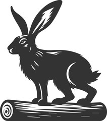 Cute animal hare rabbit vector drawing silhouette
