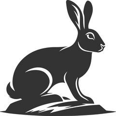 Cute animal hare rabbit vector drawing silhouette