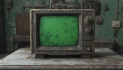 Vintage TV in a dusty room