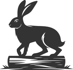 Cute animal hare rabbit vector drawing silhouette