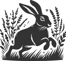 Cute animal hare rabbit vector drawing silhouette