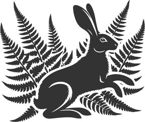 Cute animal hare rabbit vector drawing silhouette