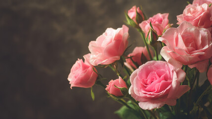Pink roses in a lush bouquet, evoking timeless romance with a soft vintage charm