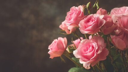 Pink roses in a lush bouquet, evoking timeless romance with a soft vintage charm