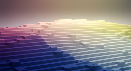 3D abstract block design with gradient color