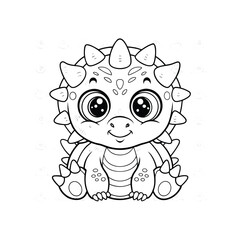 Adorable Baby Dinosaur Coloring Page Cute Dino Illustration