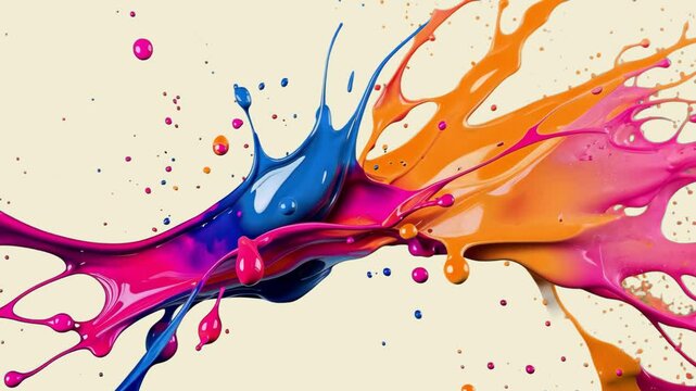 Vibrant paint splash art animated overlay, transparent 4K video, alpha channel, ProRes 4444