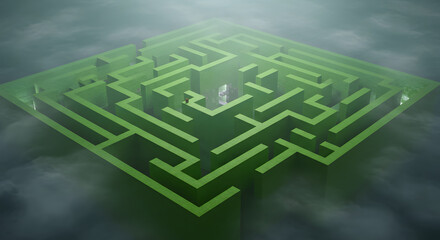 Green Maze on Foggy Ground