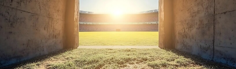 Stadium tunnel sunset view