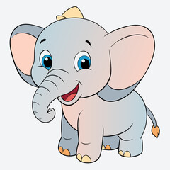 Cartoon Baby Elephant Vector Art.